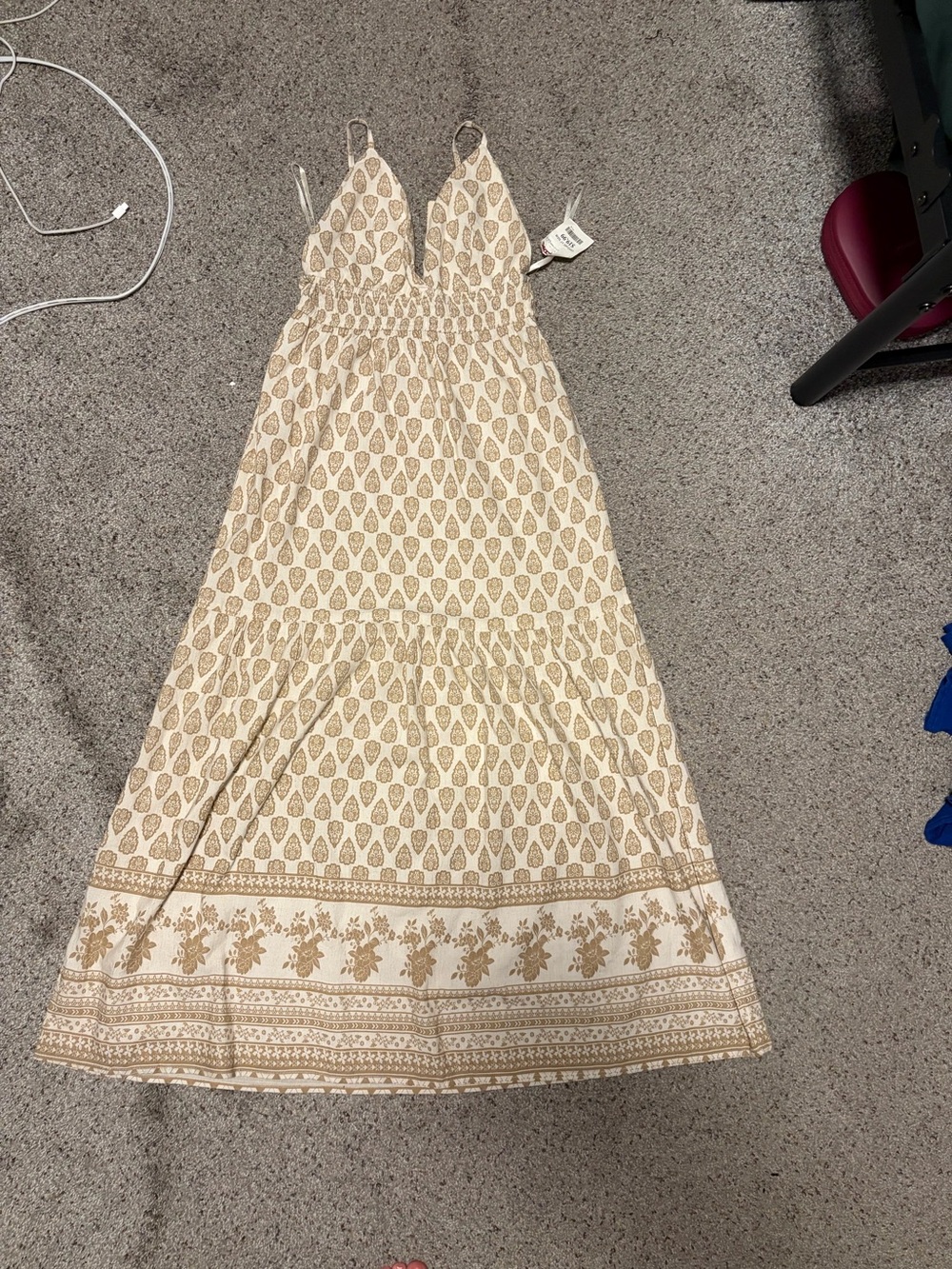 Cream Linen Maxi Dress Size Small